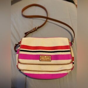 Kate Spade striped crossbody. Used condition with callouts, see pics.